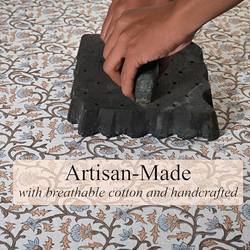 Ridhi Brown Meadow Vine Block Print Ruffle Pillow Sham 20x12 Inch Set of 1 - Image 3