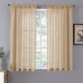 Tollpiz Short Sheer Curtain Linen Textured Living Room Curtains Sheer Light by Tollpiz