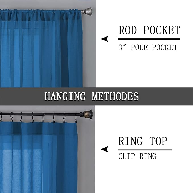 Tollpiz Sheer Curtains Linen Textured Bedroom Curtain Sheers Light Filtering - Image 5