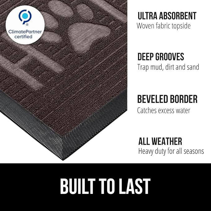 GORILLA GRIP 100% Waterproof All-Season WeatherMAX Doormat 35x23, US Designed - Image 2