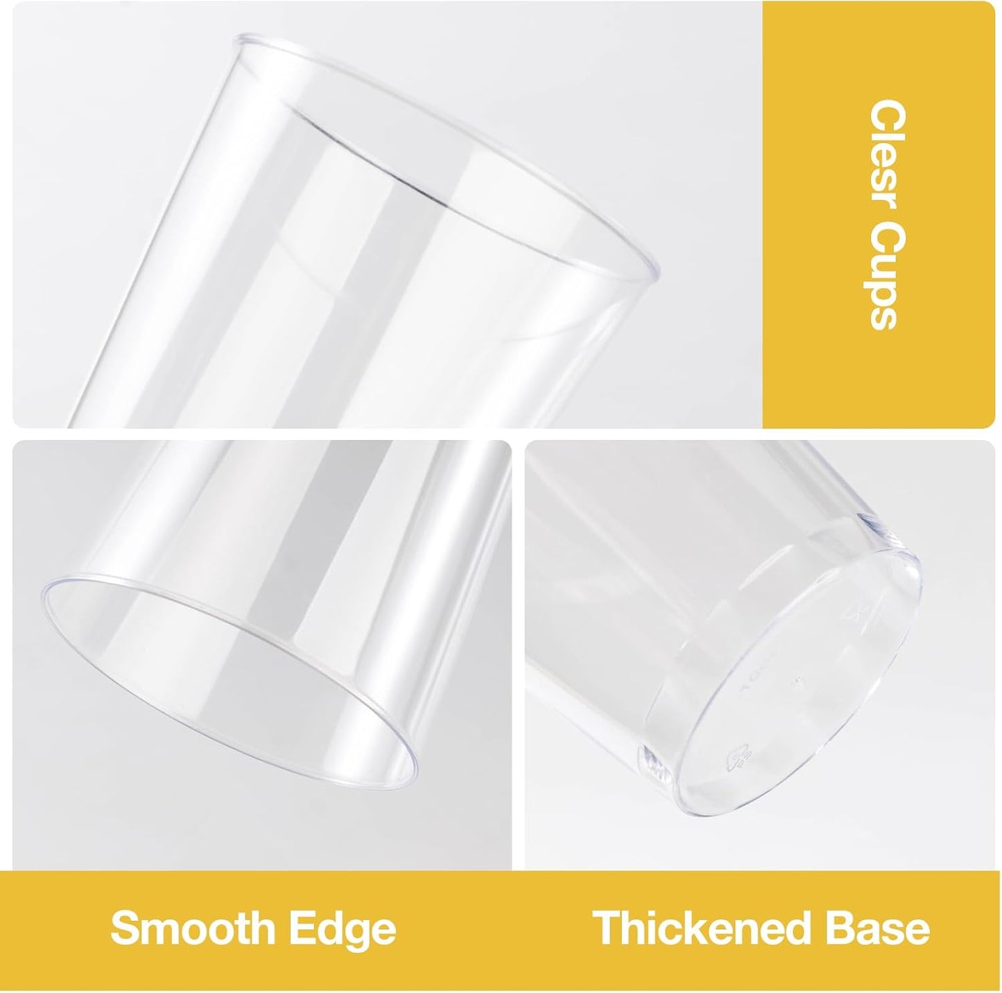 Goodluck 50PCS 10oz Clear Plastic Cups for Party, Disposable Clear Plastic Cups, Cocktail Glasses for Wedding Thanksgiving, Christmas, and Parties