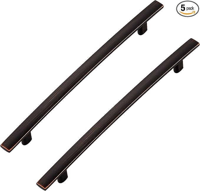 5 Pack Cabinet Handles 7.5" Hole Center - Curved Cabinet Pulls Oil Rubbed Bronze Drawer Pulls for Kitchen Cupboard Solid Hardware for Dresser Drawer Arch Hardware
