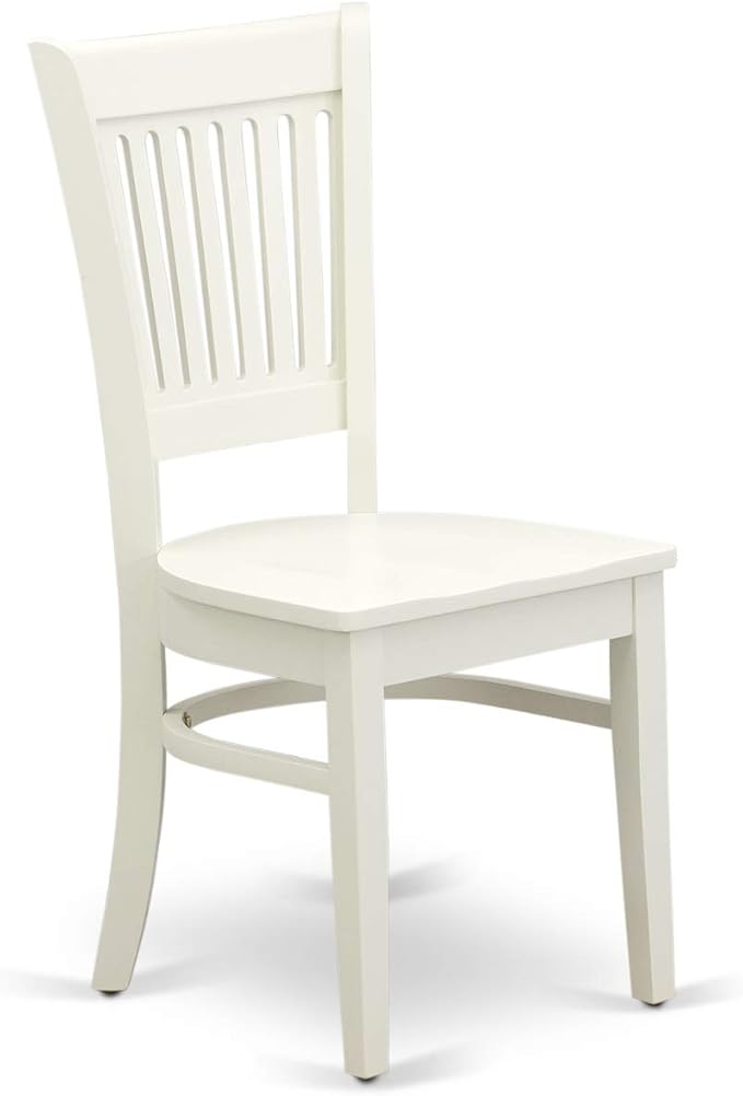 East West Furniture ANVA3-LWH-W 3 Piece Dining Room Furniture Set Contains a Round Dining Table with Pedestal and 2 Wood Seat Chairs, 36x36 Inch, Linen White
