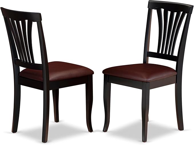 East West Furniture HLAV3-BCH-LC 3 Piece Dinette Set for Small Spaces Contains a Round Dining Table with Pedestal and 2 Faux Leather Dining Room Chairs, 42x42 Inch, Black & Cherry