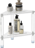 Acrylic Corner Shower Stool for Shaving Legs 11.42" D X 11.42" W X 14.37" H, Triangle Shower Foot Rest with Storage Shelf, Heavy Duty, for Inside Shower,