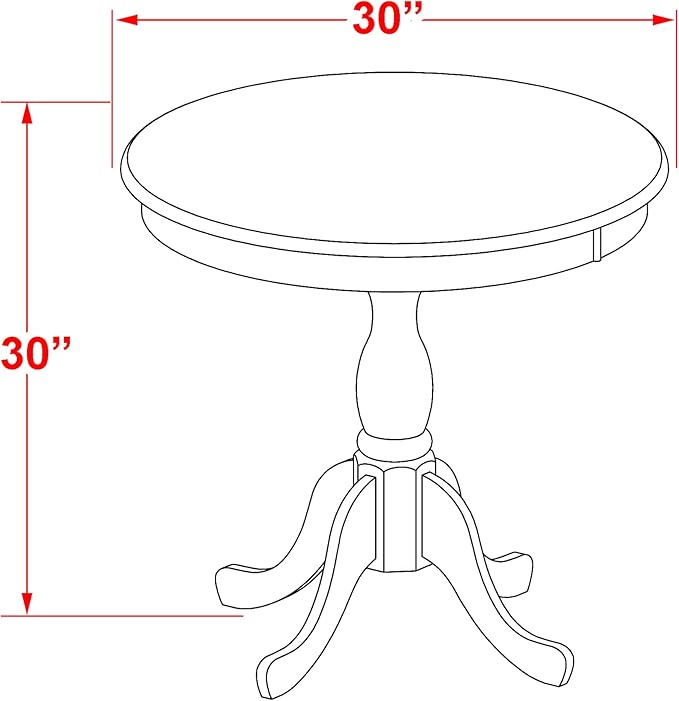 East West Furniture ESBO3-BCH-W 3 Piece Kitchen Table & Chairs Set Contains a Round Dining Room Table with Pedestal and 2 Dining Chairs, 30x30 Inch, Black & Cherry