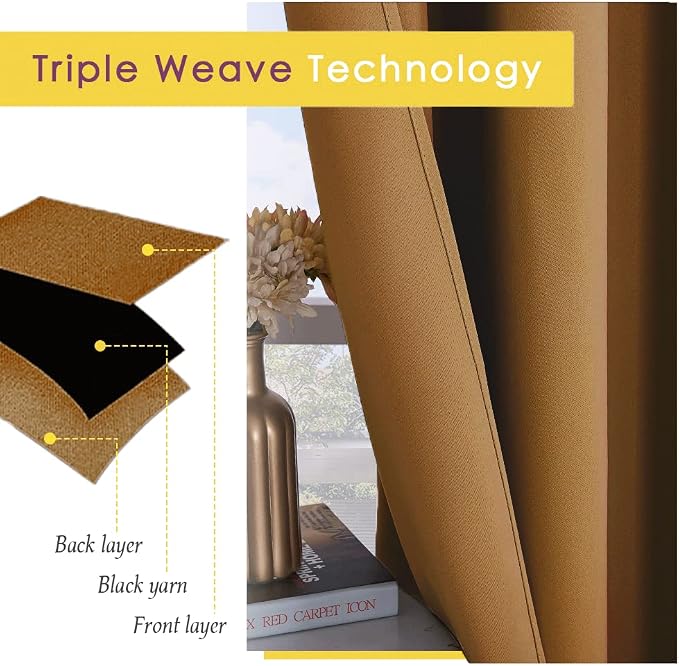 NICETOWN Window Curtains Blackout Drapes, 1 Pair, 34 by 40-inch, Thermal - Image 4