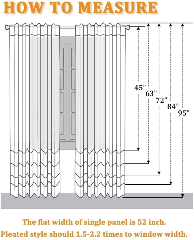 RYB HOME White Sheer Curtains Linen Texture Window Panels, Semi Sheer Light - Image 5