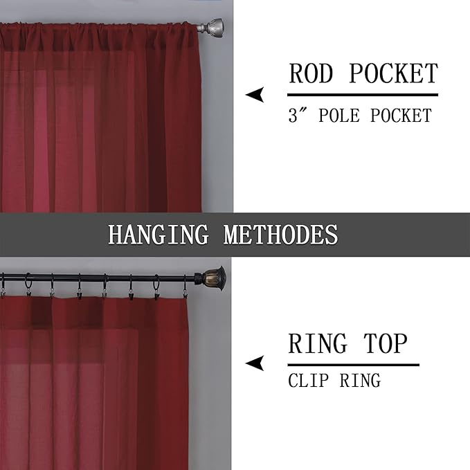 Tollpiz Sheer Tier Curtains Kitchen Linen Textured Half Curtain Sheers Light - Image 5