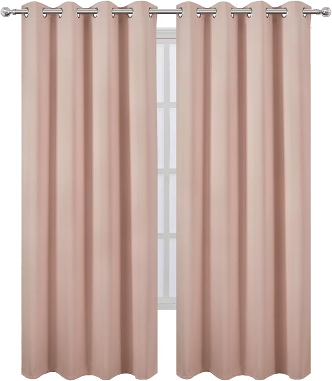 LEMOMO Blackout Curtains 52 x 84 inches Long Blush Curtains Set of 2 Panels - Image 2