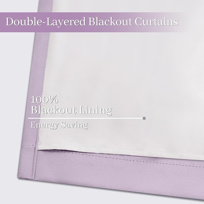 Yakamok Lilac 100% Blackout Curtains 72 Inches Long - Image 4