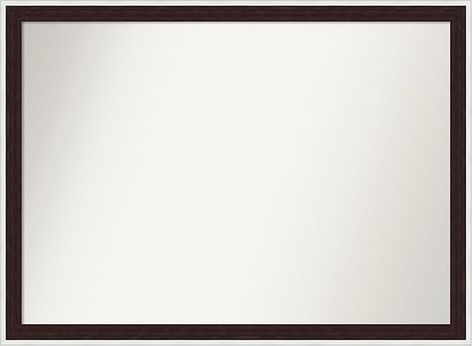 Amanti Art Bathroom Mirror for Over Sink, 30x41 Maya Espresso Silver Rectangle Vanity Mirror, X-Large Modern Contemporary Frame, Hangs Horizonally and Vertically, Bathroom Wall Decor, Non-Beveled Edge