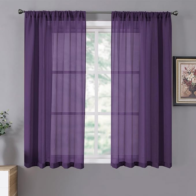 Tollpiz Sheer Curtains Linen Textured Living Room Curtain Sheers Light by Tollpiz