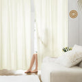 HOMEIDEAS Non-See-Through Cream Yellow Privacy Sheer Curtains, 52 X 45 Inches by HOMEIDEAS