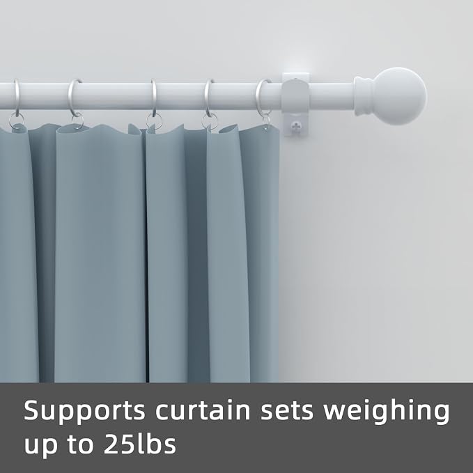 GXOACKJ Curtain Rods for windows 66-120 inch, 5/8 inch Decorative White - Image 2