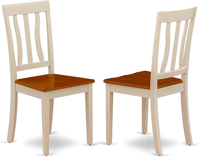 East West Furniture DLAN3-BMK-W 3 Piece Dinette Set for Small Spaces Contains a Round Dining Table with Dropleaf and 2 Kitchen Dining Chairs, 42x42 Inch, Buttermilk & Cherry