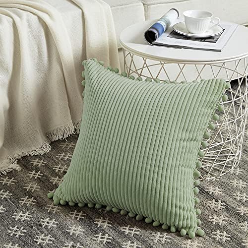 Fancy Homi Pack of 2 Sage Green Decorative Throw Pillow Covers 24x24 Inch - Image 2