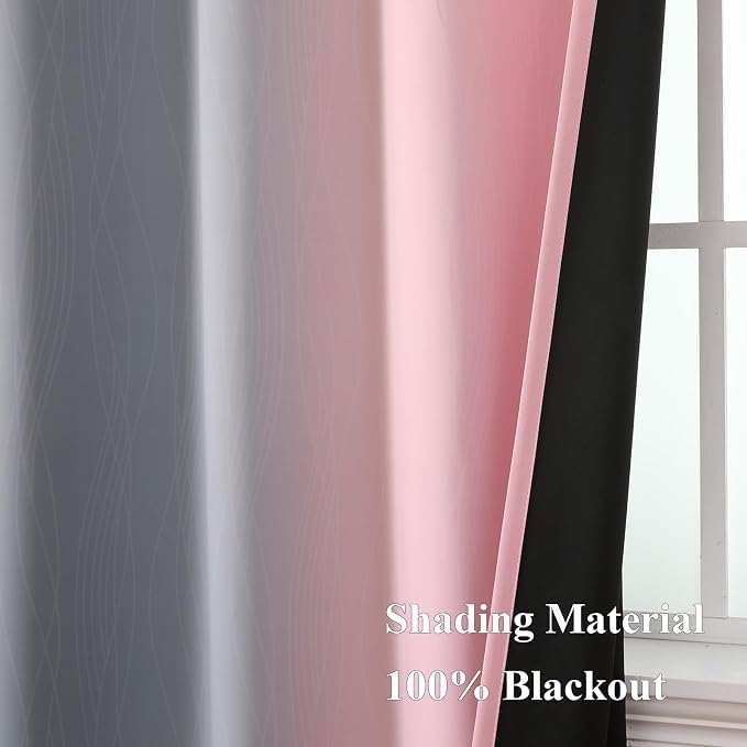 Estelar Textiler Pink and Grey Blackout Curtains 54 Inch Length, Light Blocking - Image 5