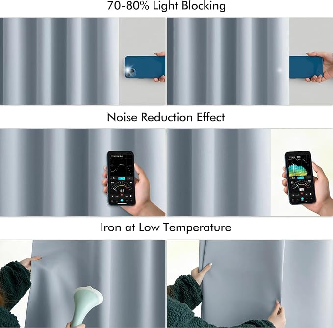 MIULEE Light Blue Back Tab Blackout Curtains 102 Inch Long 2 Panels Set - Image 5