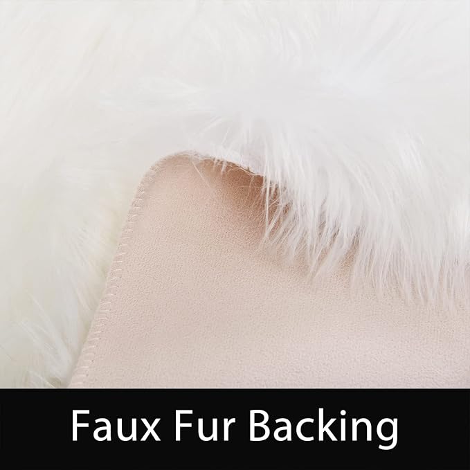 Latepis 12x12 Area Rugs for Bedroom White Faux Fur Rug Washable Super Fluffy - Image 4