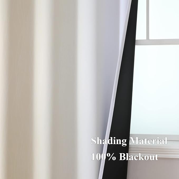 Estelar Textiler Beige and Greyish White Blackout Curtains - Image 5