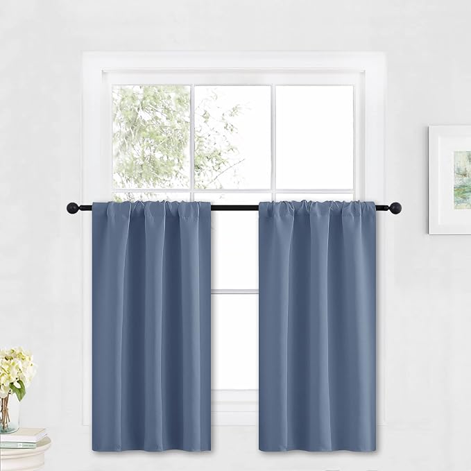 RYB HOME Blackout Cafe Curtains 30 inch Length, Short Light UV Heat Blocking by RYBHOME