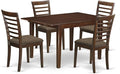 East West Furniture MILA5-MAH-C 5 Piece Kitchen Table Set for 4 Includes a Rectangle Dining Room Table with Butterfly Leaf and 4 Linen Fabric Upholstered Chairs, 36x54 Inch, Mahogany