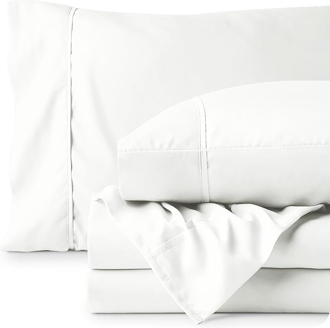 Bare Home Queen Sheet Set - Luxury 1800 Ultra-Soft Microfiber Bed Sheets - Double Brushed - Deep Pockets - Easy Fit - 4 Piece Set - Bedding Sheets & Pillowcases (Queen, Cream)