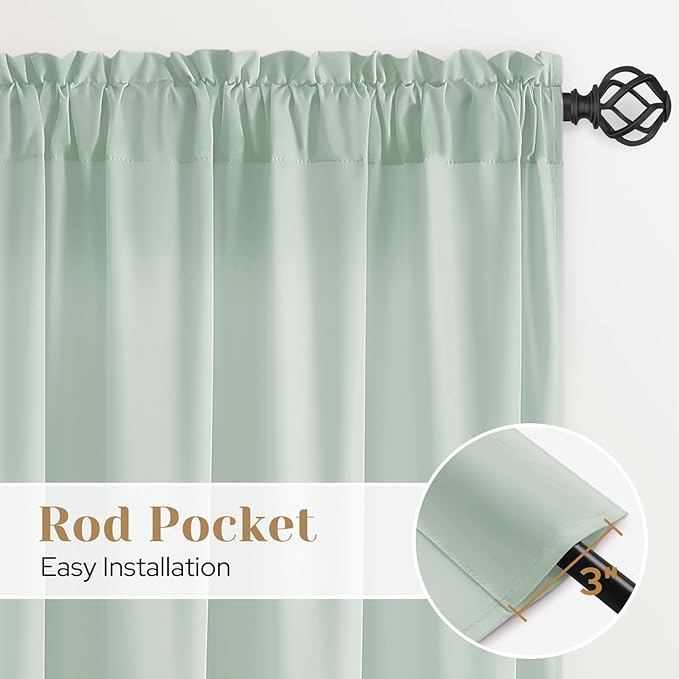 HOMEIDEAS Non-See-Through Sage Green Privacy Sheer Curtains, 52 X 96 Inches - Image 5