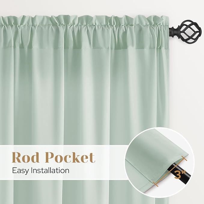 HOMEIDEAS Non-See-Through Sage Green Privacy Sheer Curtains, 30 X 36 Inches - Image 5