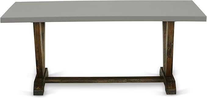 East West Furniture V797MZ748-5 5 Piece Modern Dining Table Set Includes a Rectangle Wooden Table with V-Legs and 4 Coffee Linen Fabric Upholstered Chairs, 40x72 Inch, Multi-Color