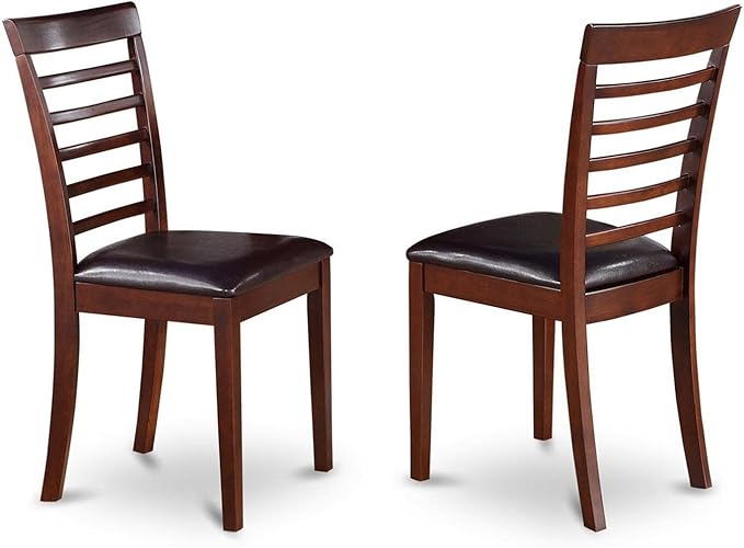 East West Furniture DLML3-MAH-LC 3 Piece Dining Room Furniture Set Contains a Round Kitchen Table with Dropleaf and 2 Faux Leather Upholstered Dining Chairs, 42x42 Inch, Mahogany