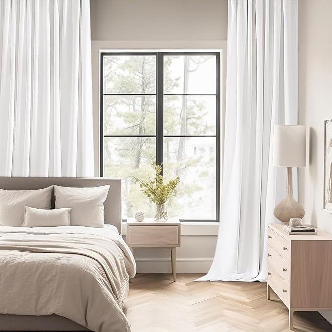 MIULEE Pure White Back Tab Blackout Curtain 96 Inch Long 2 Panels Set - Image 2