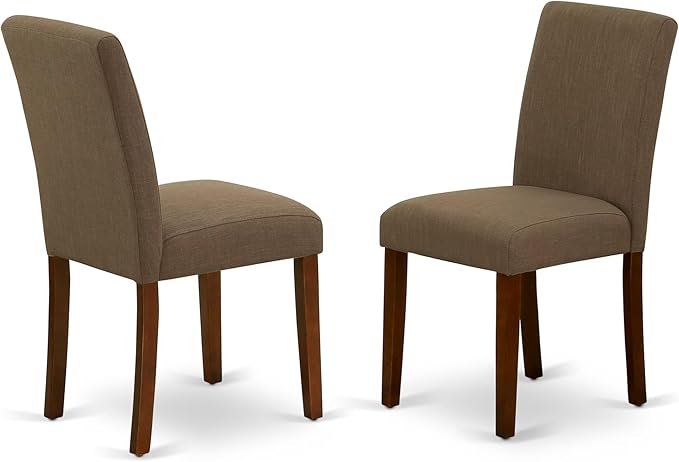 East West Furniture CAAB5-MAH-18 5 Piece Modern Dining Table Set Includes a Rectangle Wooden Table and 4 Coffee Linen Fabric Upholstered Parson Chairs, 36x60 Inch, Mahogany