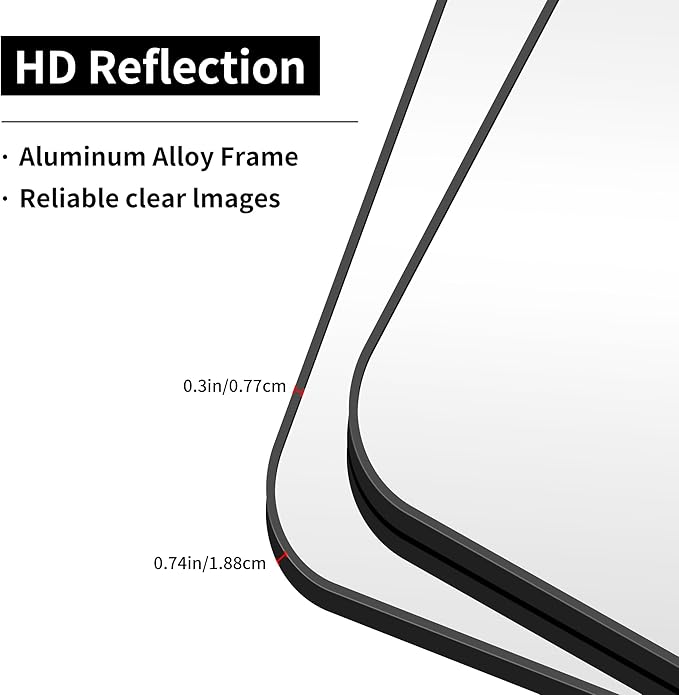 Bathroom Mirror, 30x60 inch Black Rectangle Wall Mirror, Metal Frame Rounded Corner Vanity Mirror, Large Wall Mounted Mirrors for Over Sink Bedroom Living Room Horizontal Or Vertical Mounting