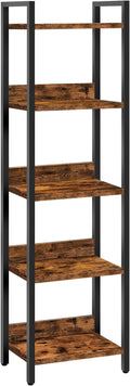 Bookshelf, 5-Tier Bookcase, Standing Book Shelf for Small Space, Storage Shelf Organizer, for Living Room, Bedroom, Study, Balcony, Rustic Brown and Black BKHR5501