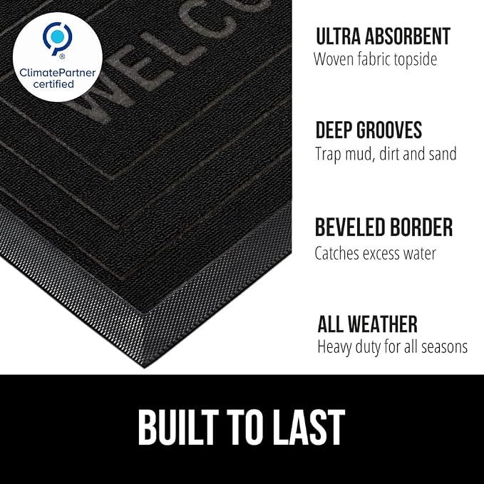 GORILLA GRIP 100% Waterproof All-Season WeatherMAX Doormat 35x23, US Designed - Image 3