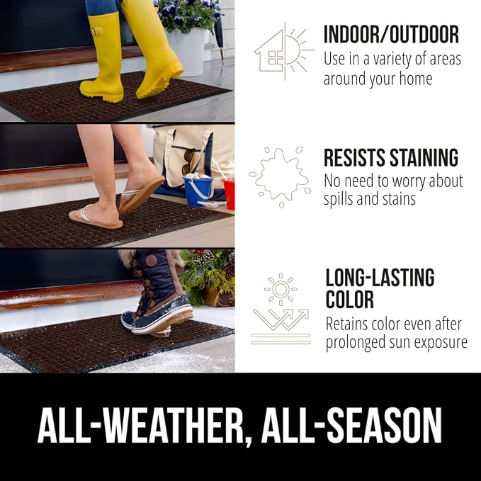 GORILLA GRIP 100% Waterproof All-Season WeatherMAX Doormat, US Designed Natural - Image 3