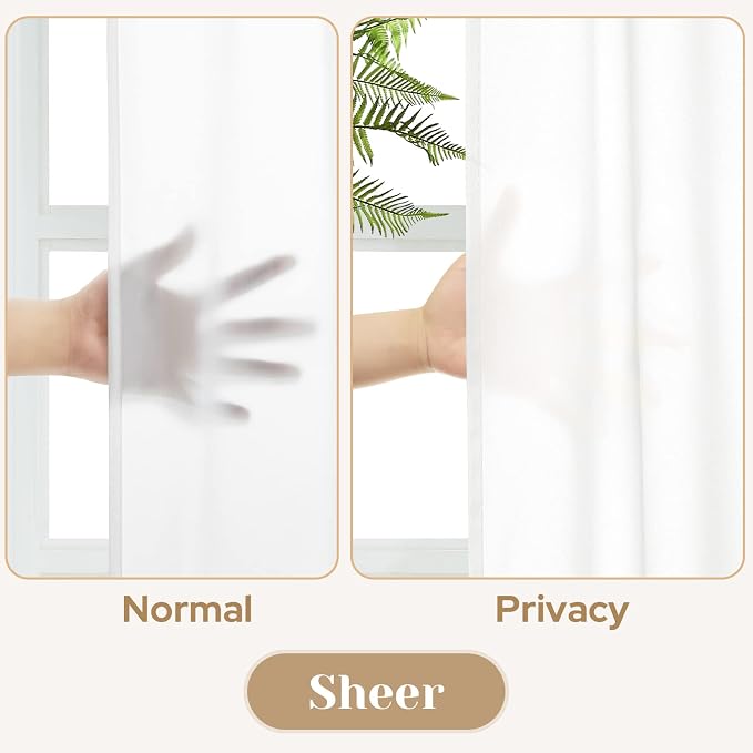 HOMEIDEAS Non-See-Through White Privacy Sheer Curtains 52 X 84 Inches Long 2 - Image 4