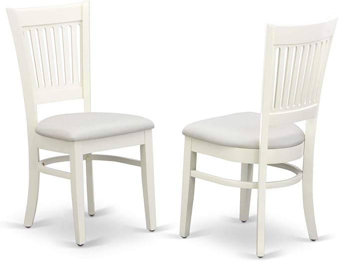 East West Furniture LGVA5-LWH-C 5 Piece Dining Set Includes a Rectangle Dining Room Table with Butterfly Leaf and 4 Linen Fabric Upholstered Kitchen Chairs, 42x84 Inch, Linen White