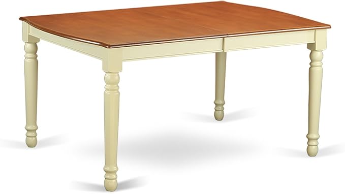 East West Furniture DOCL5-BMK-W 5 Piece Dining Set Includes a Rectangle Dining Room Table with Butterfly Leaf and 4 Wood Seat Chairs, 42x78 Inch, Buttermilk & Cherry