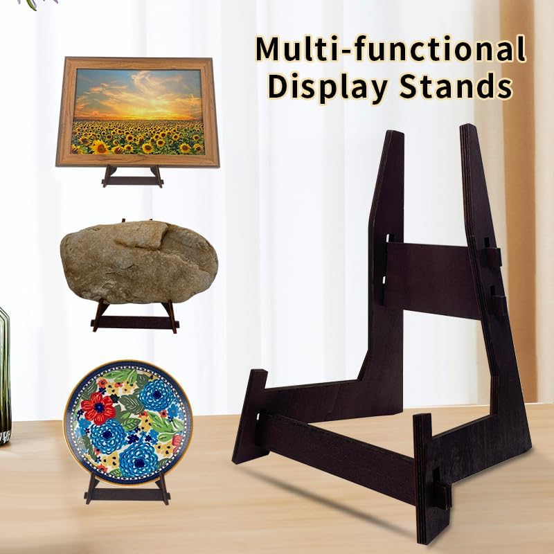 1 Pack 8 Inch Plate Stand, Wooden Display Stand Plate Stands for Display Decorative Picture Frame Stand, Easel Display Stand,Book Display Stand, Plate Holder Display Stand (8 Inch-1PCS)