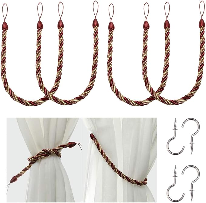 BEL AVENIR Curtain Rope Tiebacks, Drapery Rope Holdbacks by BELAVENIR