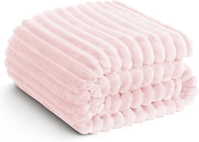 HIMEET Pink Ribbed Twin Blanket by Unknown