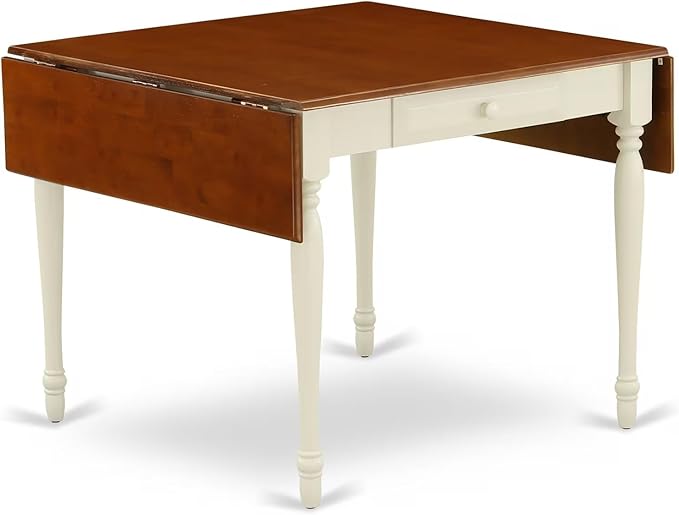 East West Furniture MZCL3-WHI-W 3 Piece Dining Room Table Set Contains a Rectangle Kitchen Table with Dropleaf and 2 Dining Chairs, 36x54 Inch, Buttermilk & Cherry