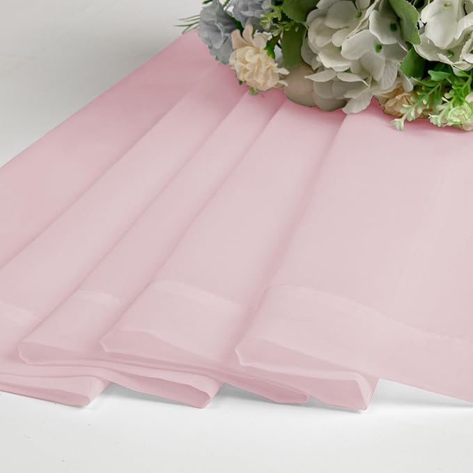 OVZME Blush Pink Sheer Curtains 45 Inches Long 2 Panels - Image 5