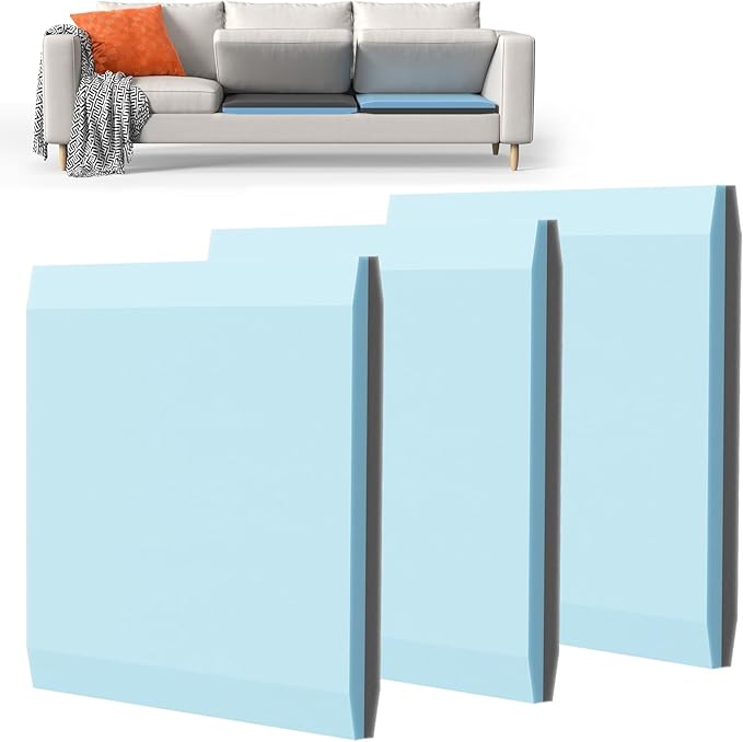 Couch Cushion Support for Sagging Cushions 20''x20'', Two in One Sofa Cushion Support to Repair Sagging Seats, Lift Saggy Seats, Extend Couch's Life, Blue & Grey 3PCS