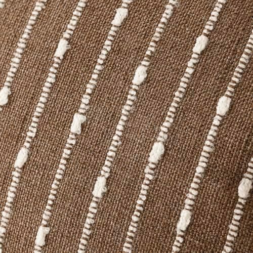 Foindtower Boho Striped Boucle Lumbar Throw Pillow Covers 12x20 Inch Brown - Image 2