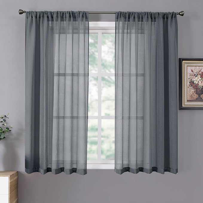 Tollpiz Sheer Curtains Living Room Linen Textured Curtain Sheers Light by Tollpiz
