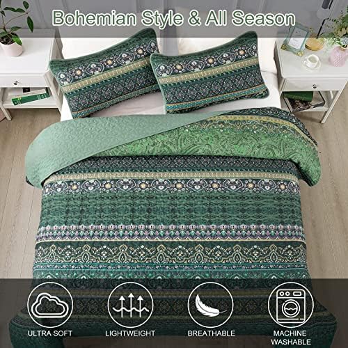 WONGS BEDDING Boho Quilts Queen Size, 3 Pieces Bedspread Bedding Set - Image 4